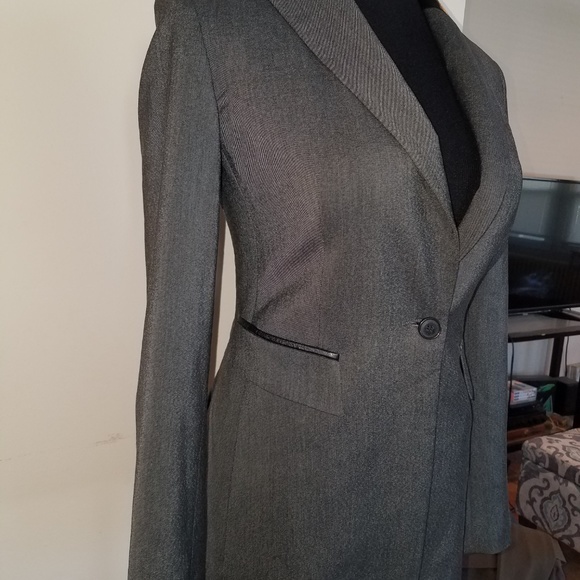 NWT Express Leather Trim Tuxedo Blazer - Picture 3 of 6